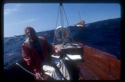 1981 Jay Aboard Infinity HobblyHo in tow under jib only Naragansit